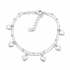 Double Heart Charm Bracelet