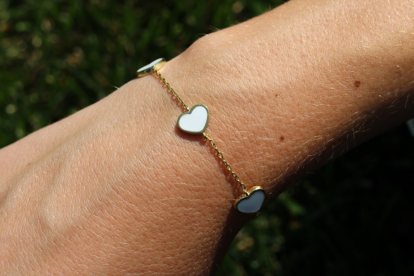 Sideway Colored Heart Bracelet
