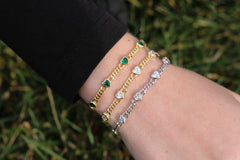 Solid Link Five Heart Bracelet