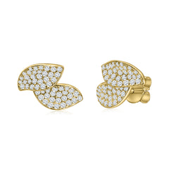Double Pave Leaf Studs