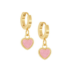 Enamel Puffed Heart Charm Earring