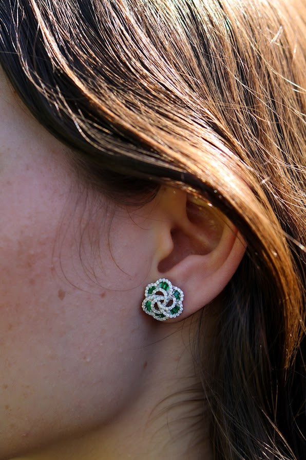 Baguette Floral Colored Studs