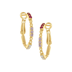 Beaded Stone Hoop Earrings
