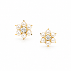 Pearl Flower Cluster Stud Earring