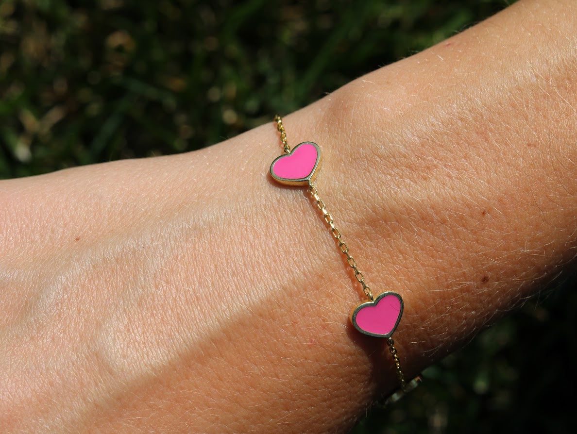 Sideway Colored Heart Bracelet