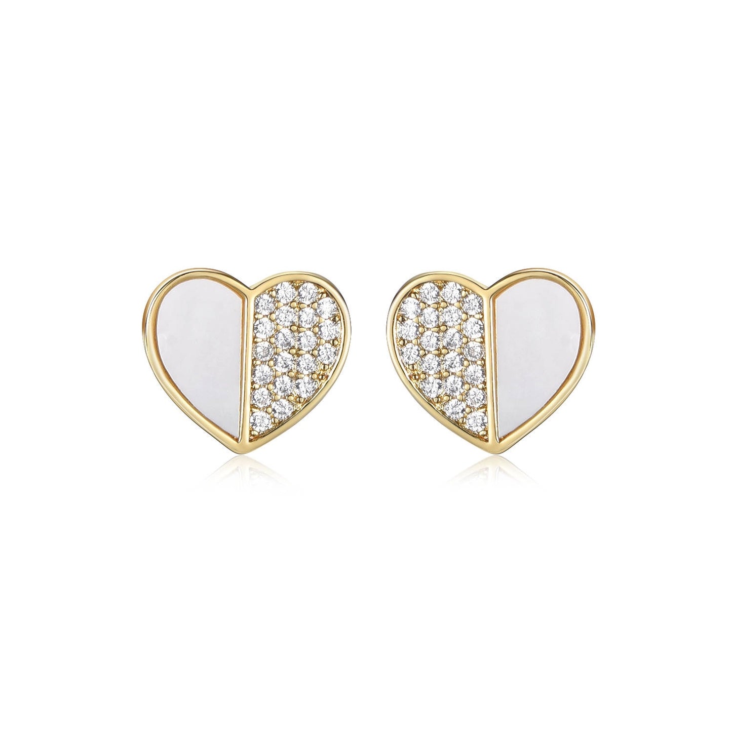 Half & Half Heart Studs