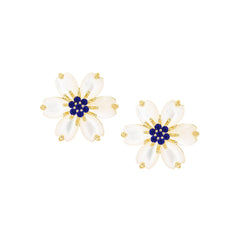 Puffed Mother-of-Pearl Flower Stud Earring