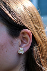 Triple Pave Floral Studs