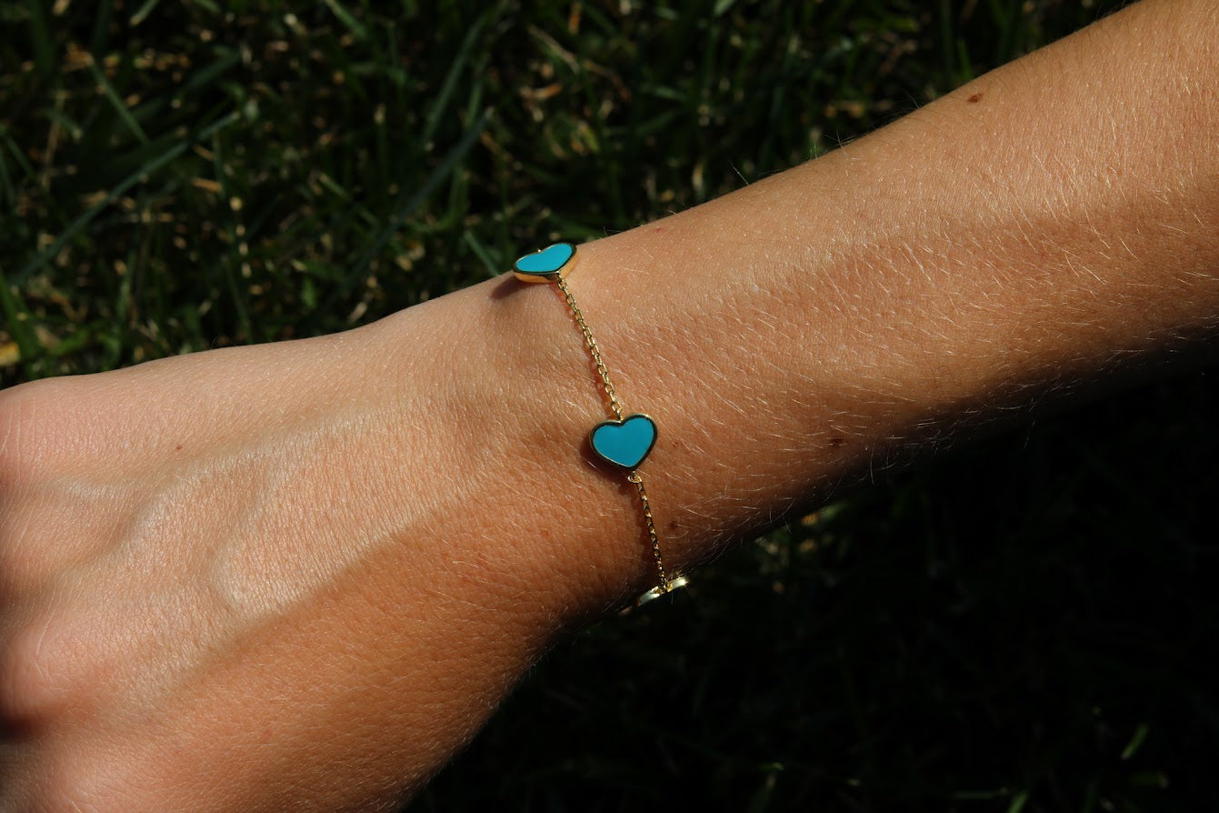 Sideway Colored Heart Bracelet