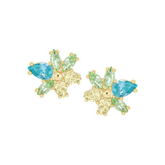 Mixed Cuts Flower Stud Earring