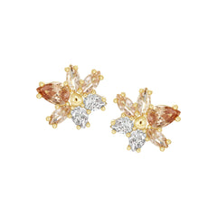 Mixed Cuts Flower Stud Earring