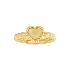 Enamel Puffed Heart on Snake Chain Ring
