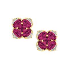 Oval Stones Square Stud