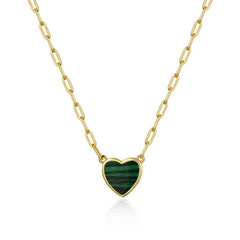 Classic Colored Link Heart Necklace