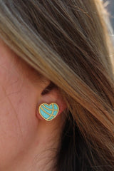 Lined Heart Studs