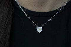 Downward Baguette Heart Necklace