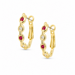 Link Chain Gemstone Huggie Earring