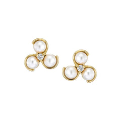 Triple Pearl Swirl Stud Earrings