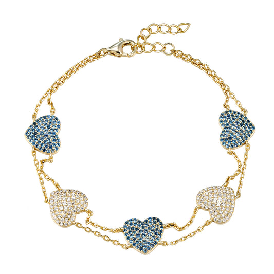 Pave Heart Chain Bracelet