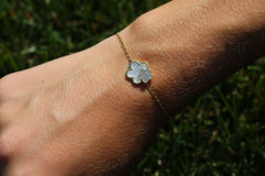 Double Floral Mother Of Pearl Bracelet