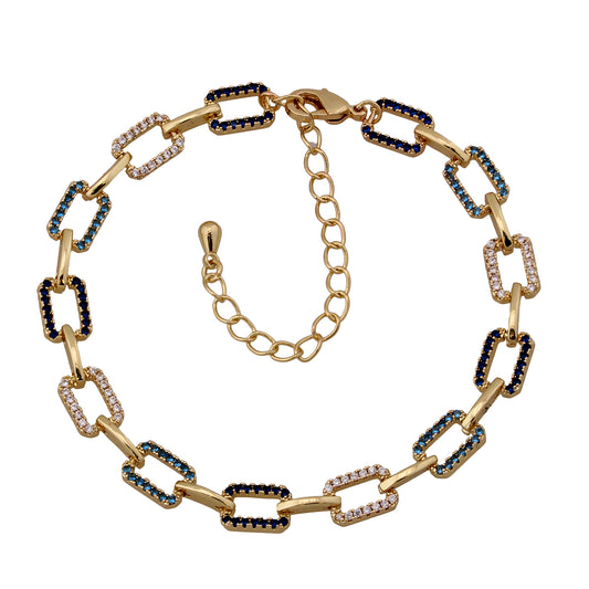 Alternating Stone Frame Link Bracelet