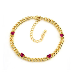 Curb Chain Heart Stone Bracelet