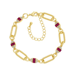 Twisted Paperclip Baguette Stones Bracelet