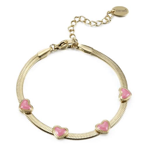Enamel Puffed Hearts on Snake Chain Bracelet