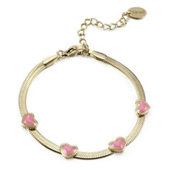 Enamel Puffed Hearts on Snake Chain Bracelet