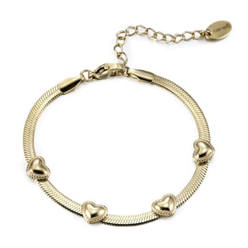 Enamel Puffed Hearts on Snake Chain Bracelet