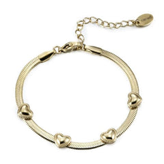 Enamel Puffed Hearts on Snake Chain Bracelet