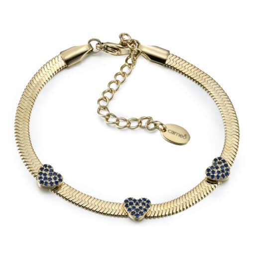 Pave Hearts on Snake Chain Bracelet