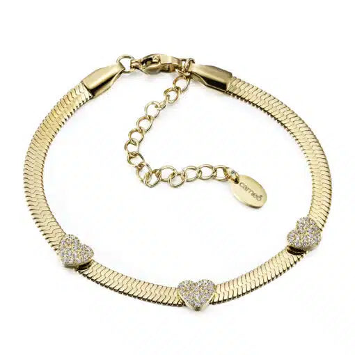 Pave Hearts on Snake Chain Bracelet