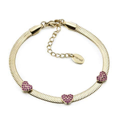 Pave Hearts on Snake Chain Bracelet