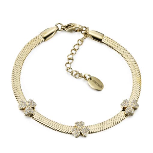 Spaced Petal Clovers on Snake Chain Bracelet