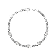 Solid Link Five Heart Bracelet
