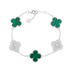 Magnificent Silver Stone Clover Bracelet