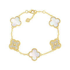 Magnificent Gold Stone Clover Bracelet
