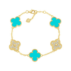 Magnificent Gold Stone Clover Bracelet