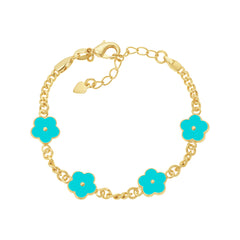 Colored Floral Link Bracelet