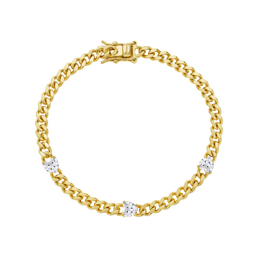 Side Heart Curb Chain Bracelet