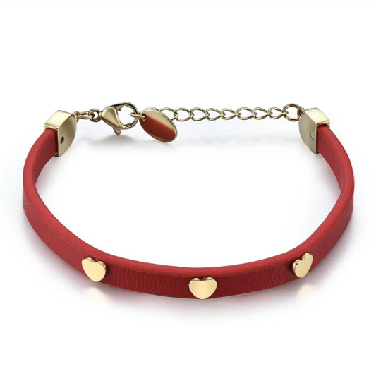 Leather Red Heart Kids Bracelet