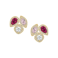 Triple Stone Cluster Stud Earring
