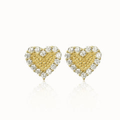 Gold Outlined Heart Studs
