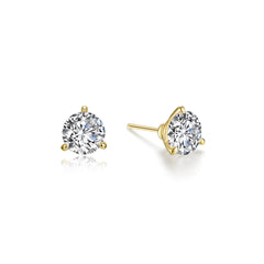 3 Prong Solitaire Stud Earrings