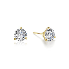 3 Prong Solitaire Stud Earrings