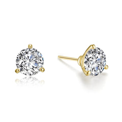 3 Prong Solitaire Stud Earrings