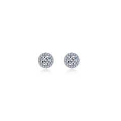Round Halo Stud Earrings