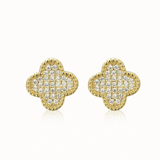Flush Pave Clover Studs