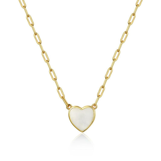 Classic Colored Link Heart Necklace